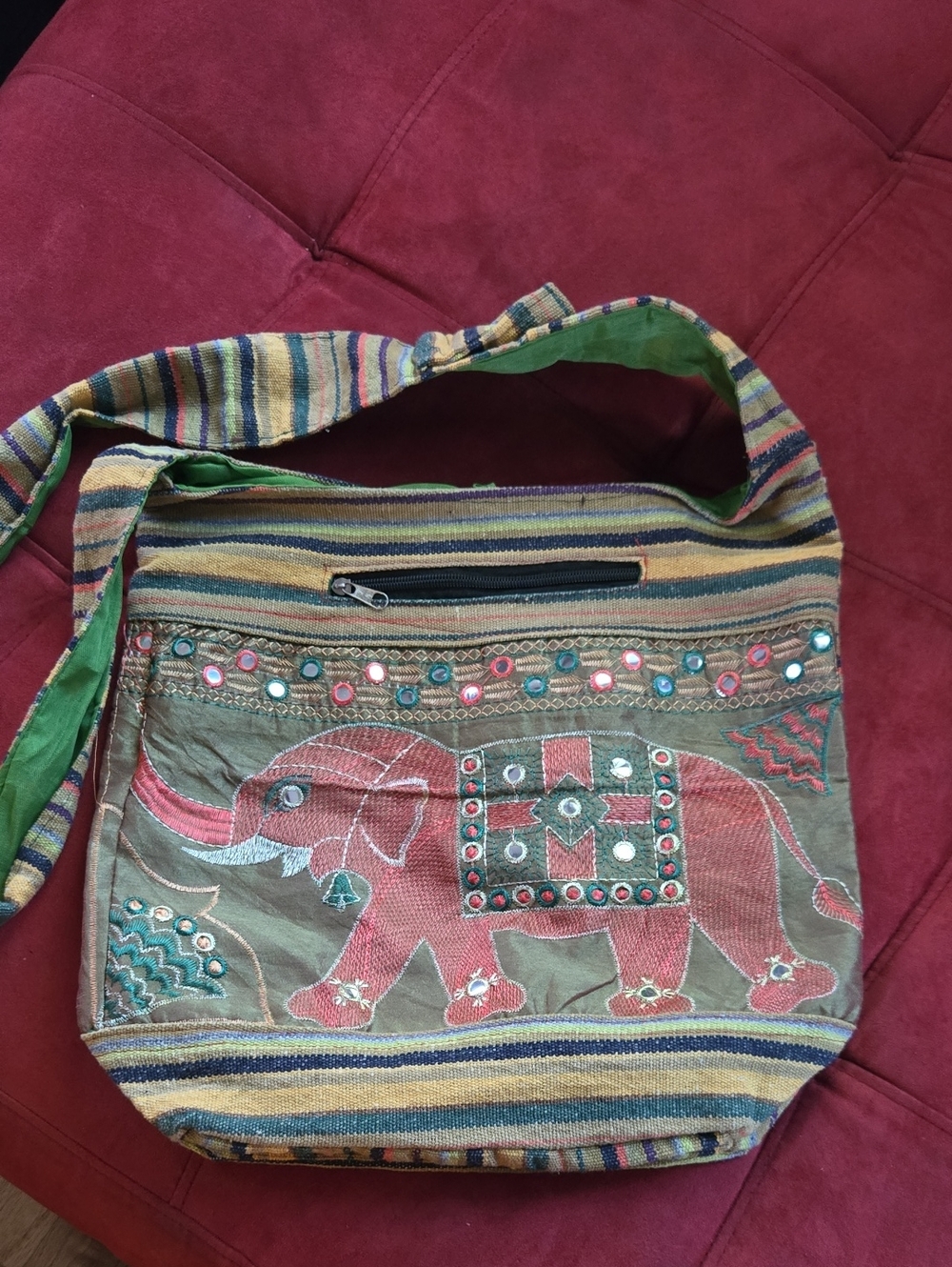 Boho Embroidered Elephant Shoulder Bag